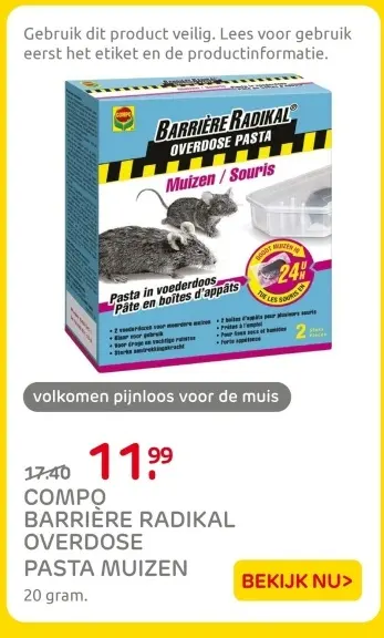 Aanbieding: Barrière radikal overdose pasta muizen