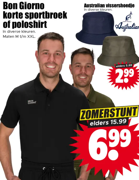 Aanbieding: Korte sportbroek of poloshirt