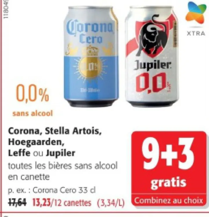 Offre: Corona, Stella Artois, Hoegaarden, Leffe ou Jupiler