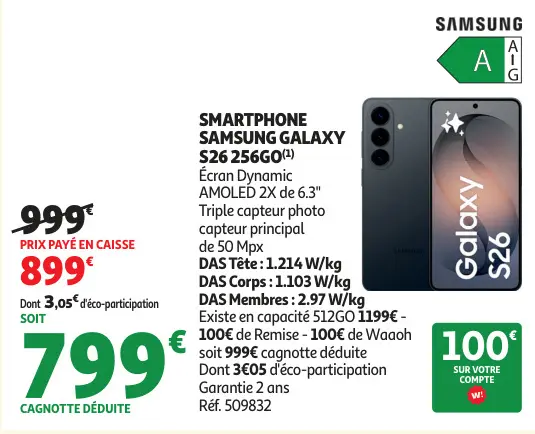 Promotie: Smartphone SAMSUNG galaxy s26 256go