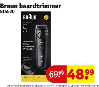 Promotie: Braun baardtrimmer Bt5520