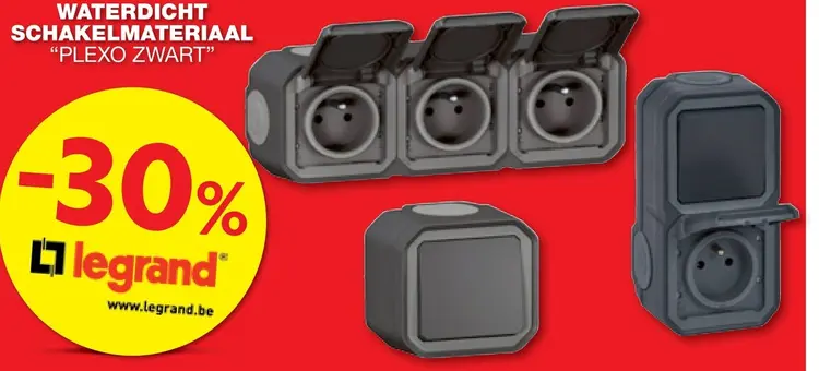 Promotie: Waterdicht schakelmateriaal "plexo zwart"