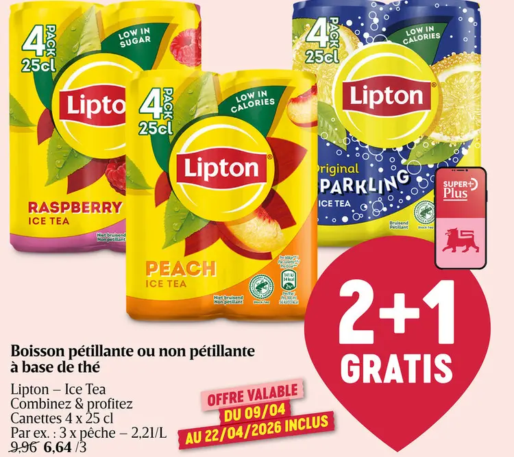 Offre: Boisson pétillante ou non pétillante à base de thé