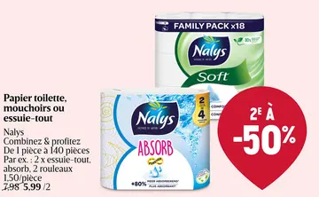 Offre: Papier toilette, mouchoirs ou essuie-tout