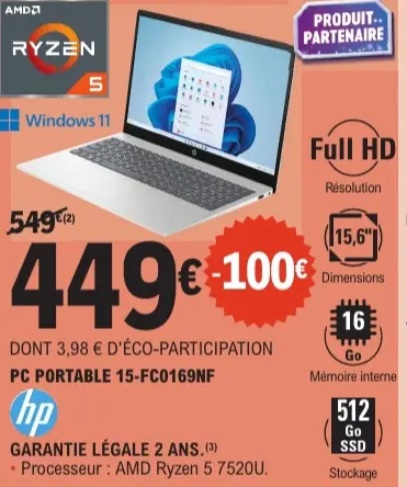 Offre: Pc portable 15-fc0169nf
