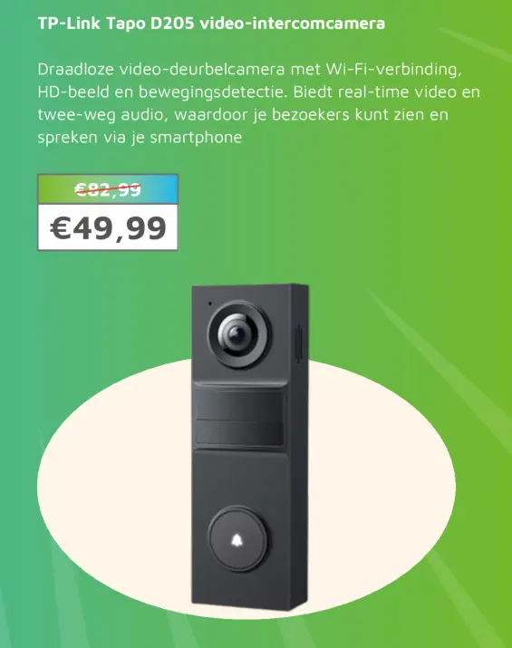 Aanbieding: TP-Link Tapo D205 video-intercomcamera