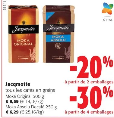 Offre: Jacqmotte Moka Original, Moka Absolu Decafé