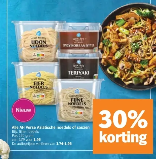 Aanbieding: AH Verse Aziatische noedels of sauzen