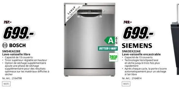 Offre: Lave-vaisselle libre