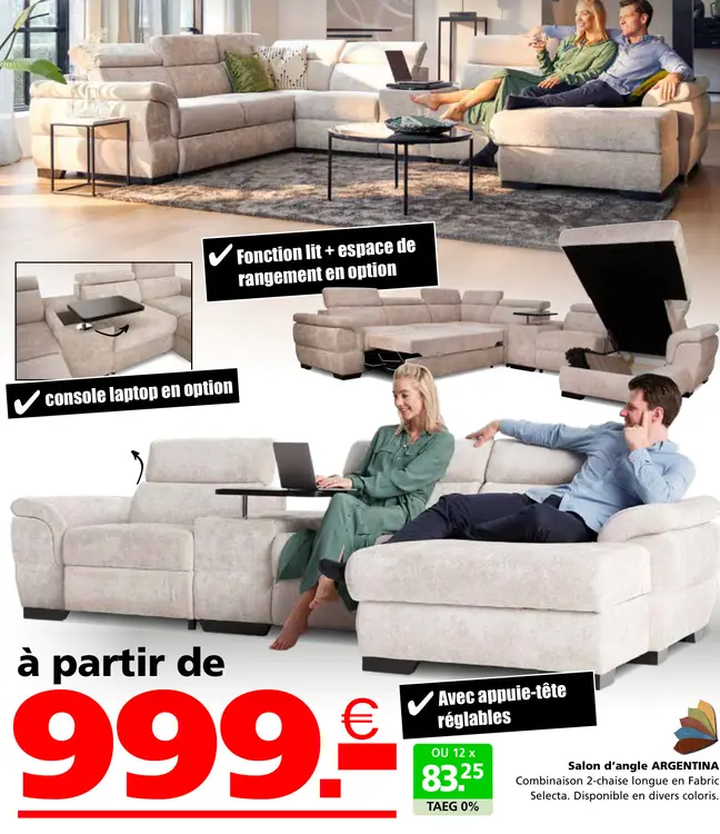 Offre: Salon d'angle ARGENTINA