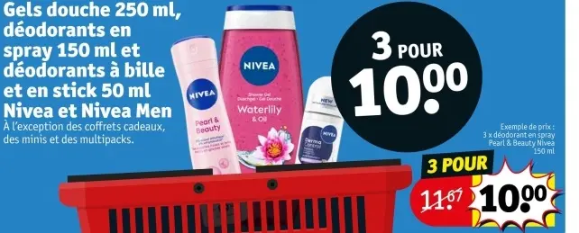 Offre: Gels douche, déodorants en spray et déodorant á bille et stick Nivea et Nivea Men