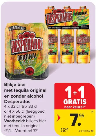 Promotie: Bier met tequila original en zonder alcohol