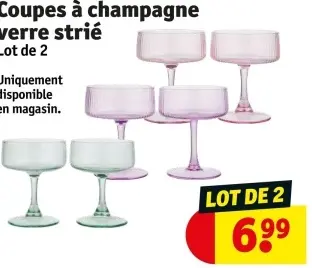 Offre: Coupes à champagne verre strié