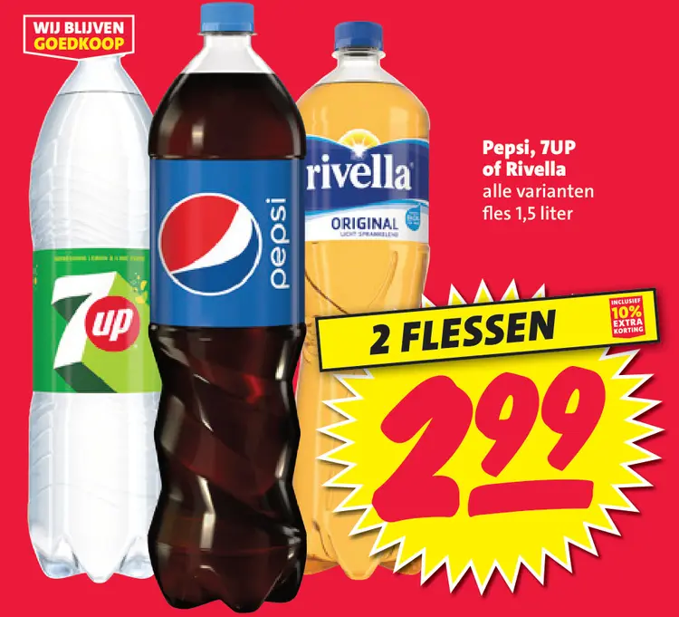 Aanbieding: Pepsi, 7UP of Rivella