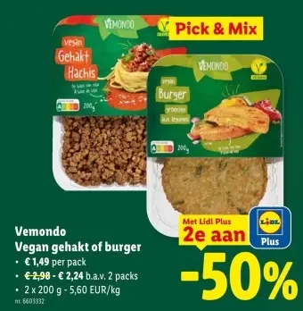 Promotie: Vegan gehakt of burger
