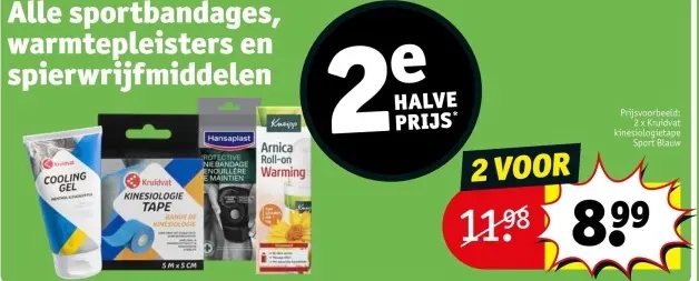 Promotie: Sportbandages, warmtepleisters en spierwrijfmiddelen