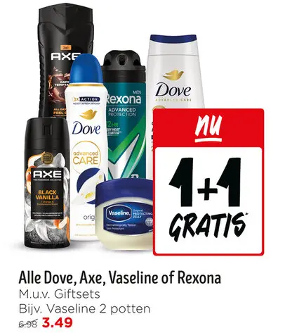 Aanbieding: Alle Dove, Axe, Vaseline of Rexona