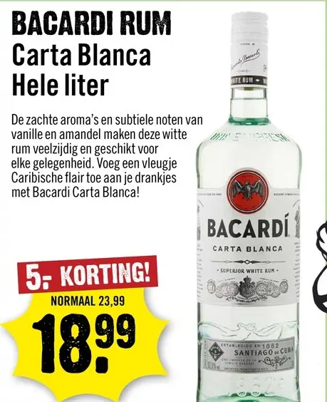 Aanbieding: Bacardi Carta Blanca 100 cl