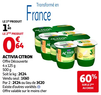 Offre: Activia citron