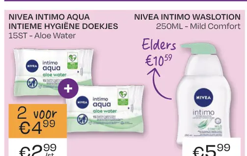 Aanbieding: Nivea intimo aqua intieme hygiëne doekjes