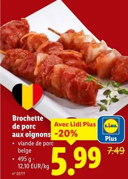 Offre: Brochette de porc aux oignons