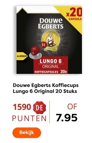 Aanbieding: Koffiecups Lungo 6 Original 20 Stuks