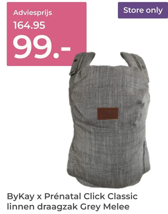 Aanbieding: Click Classic linnen draagzak Grey Melee