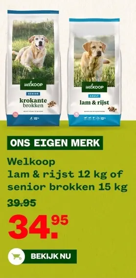 Aanbieding: Welkoop lam & rijst or senior brokken