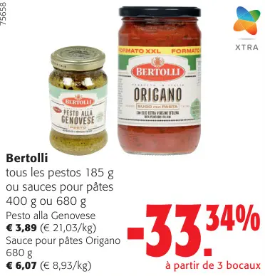 Offre: Tous les pestos ou sauces pour pâtes