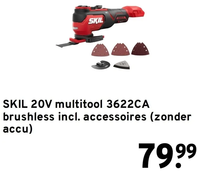 Aanbieding: 20V multitool 3622CA brushless incl. accessoires (zonder accu)