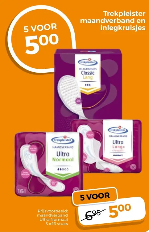 Aanbieding: Trekpleister maandverband en inlegkruisjes