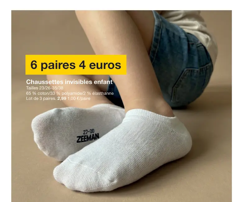 Offre: Chaussettes invisibles enfant
