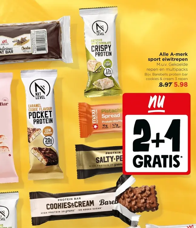Aanbieding: Alle A-merk sport eiwitrepen