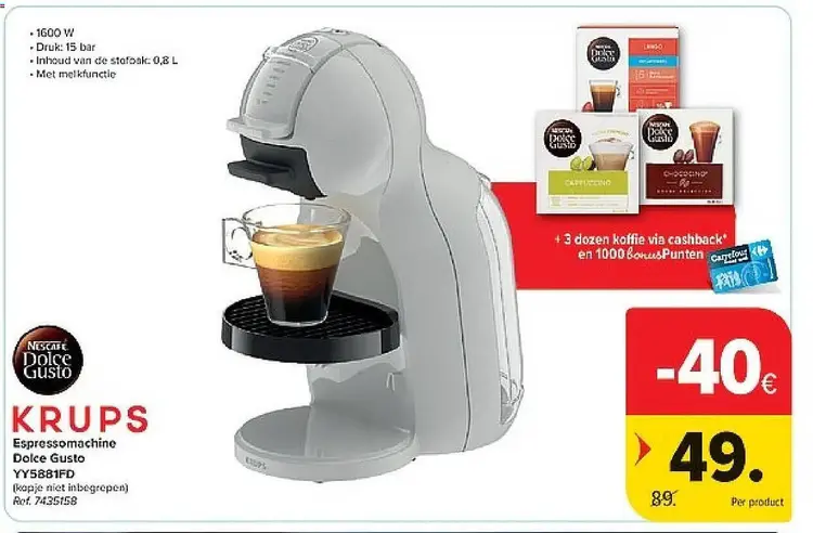 Promotie: Krups Espressomachine Dolce Gusto YY5881FD
