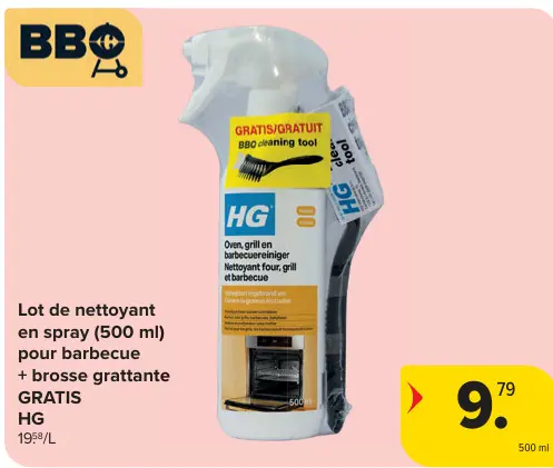 Offre: Lot de nettoyant en spray pour barbecue + brosse grattante GRATIS