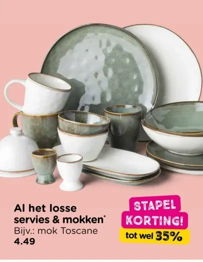 Promotie: Al het losse servies & mokken