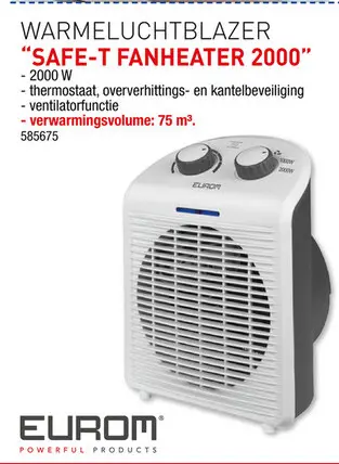Promotie: Eurom Safe-t-Fanheater 2000 ventilatorkachel 2000W