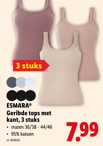 Promotie: Geribde tops met kant