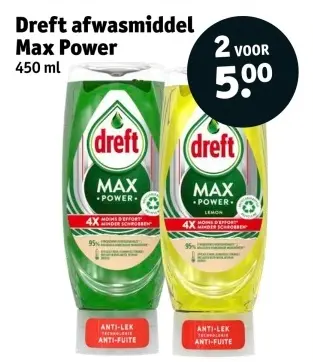 Aanbieding: Dreft afwasmiddel Max Power