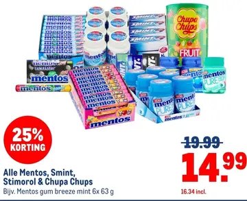 Aanbieding: Alle Mentos, Smint, Stimorol & Chupa Chups