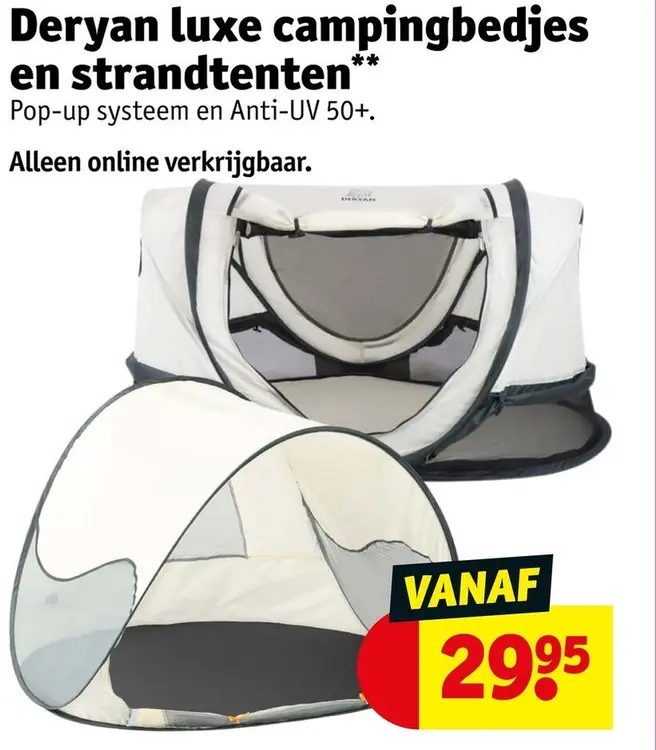Aanbieding: Deryan luxe campingbedjes en strandtenten