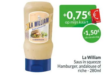 Promotie: Saus in squeeze Hamburger, andalouse of riche