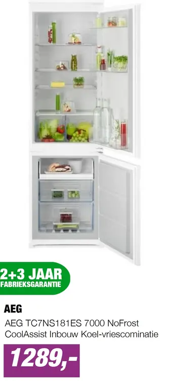 Aanbieding: AEG TC7NS181ES 7000 NoFrost CoolAssist Inbouw Koel-vriescominatie