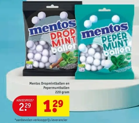 Aanbieding: Mentos Dropmintballen en Pepermuntballen