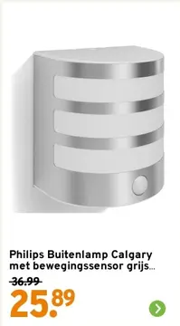 Aanbieding: Philips Buitenlamp Calgary met bewegingssensor grijs led-3-5w