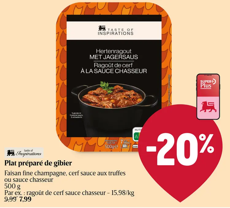 Offre: Hertenragout MET JAGERSAUS Ragoût de cerf 