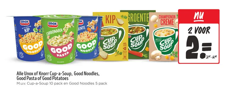 Aanbieding: Unox of Knorr Cup-a-Soup, Good Noodles, Good Pasta of Good Potatoes