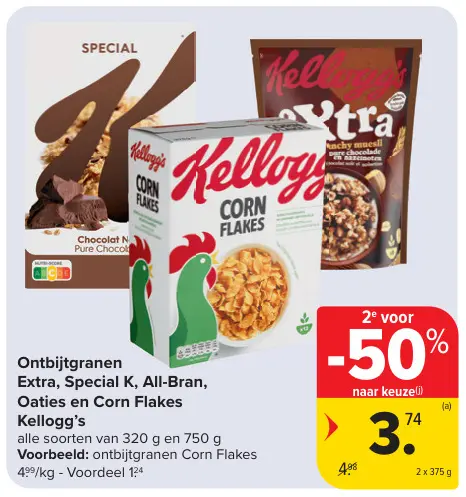 Promotie: Ontbijtgranen Extra, Special K, All-Bran, Oaties en Corn Flakes