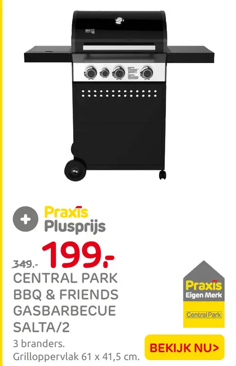 Aanbieding: Central park bbq & friends gasbarbecue salta/