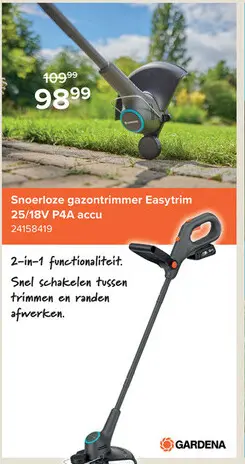 Promotie: Snoerloze gazontrimmer Easytrim
